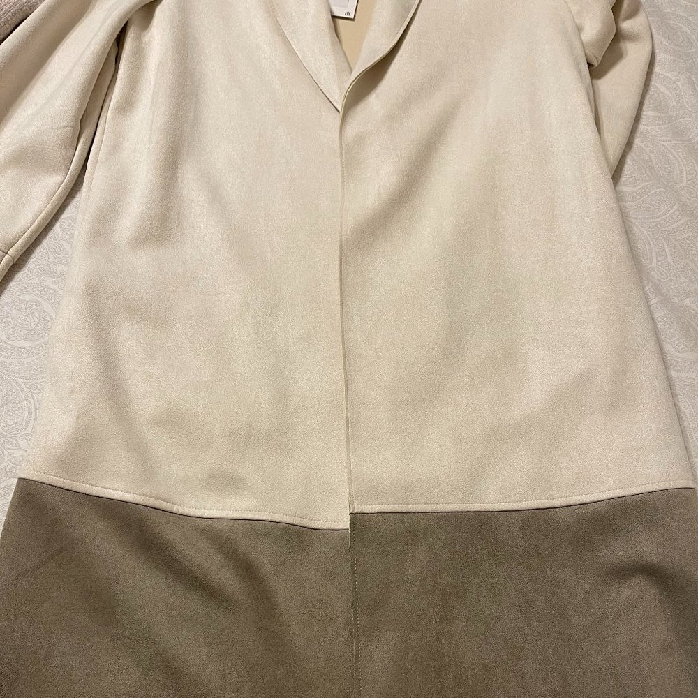 Zara Women's Faux Suede Coat Color Block